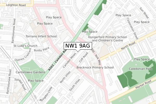 NW1 9AG map - large scale - OS Open Zoomstack (Ordnance Survey)