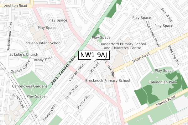 NW1 9AJ map - large scale - OS Open Zoomstack (Ordnance Survey)