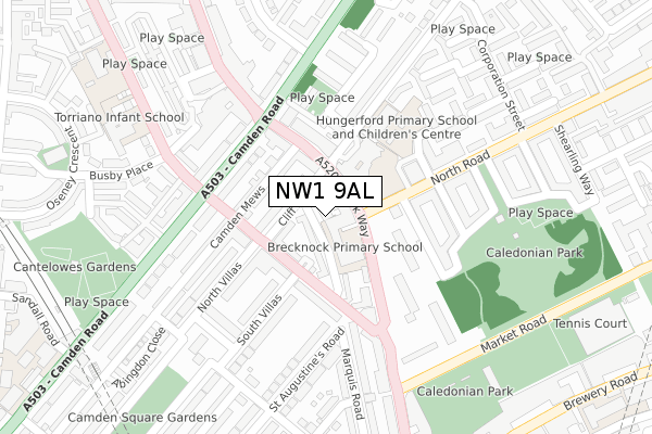 NW1 9AL map - large scale - OS Open Zoomstack (Ordnance Survey)