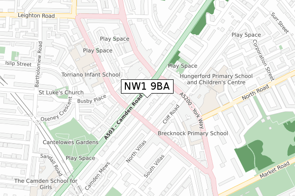 NW1 9BA map - large scale - OS Open Zoomstack (Ordnance Survey)