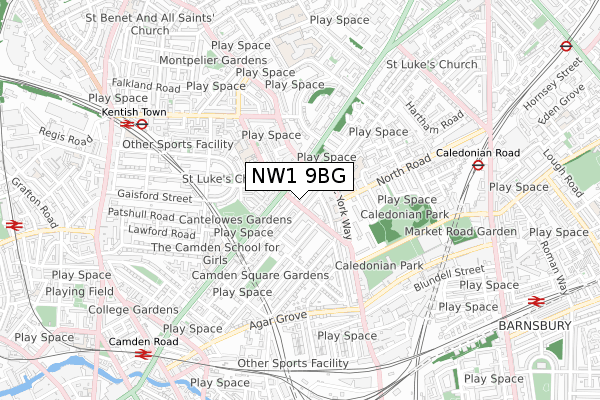 NW1 9BG map - small scale - OS Open Zoomstack (Ordnance Survey)