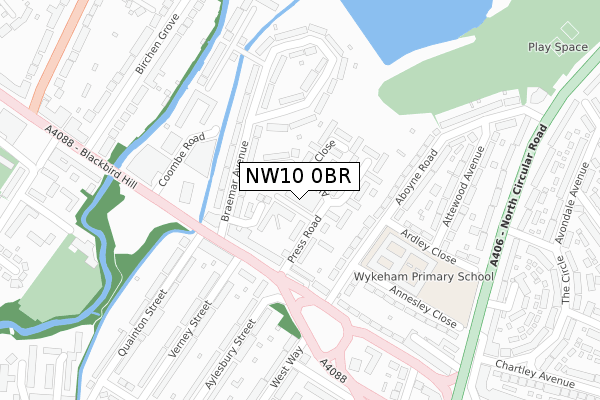 NW10 0BR map - large scale - OS Open Zoomstack (Ordnance Survey)