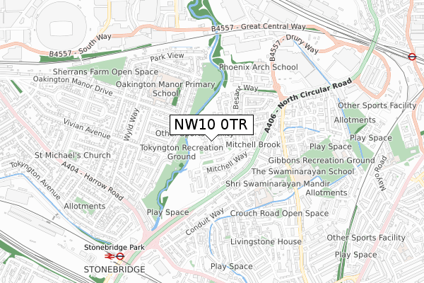 NW10 0TR map - small scale - OS Open Zoomstack (Ordnance Survey)