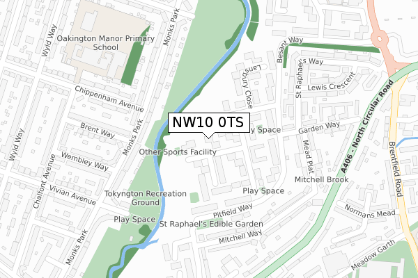 NW10 0TS map - large scale - OS Open Zoomstack (Ordnance Survey)