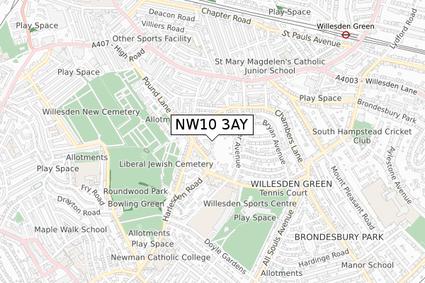 NW10 3AY map - small scale - OS Open Zoomstack (Ordnance Survey)