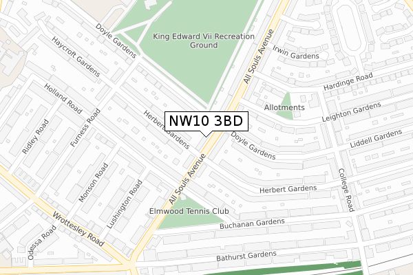 NW10 3BD map - large scale - OS Open Zoomstack (Ordnance Survey)