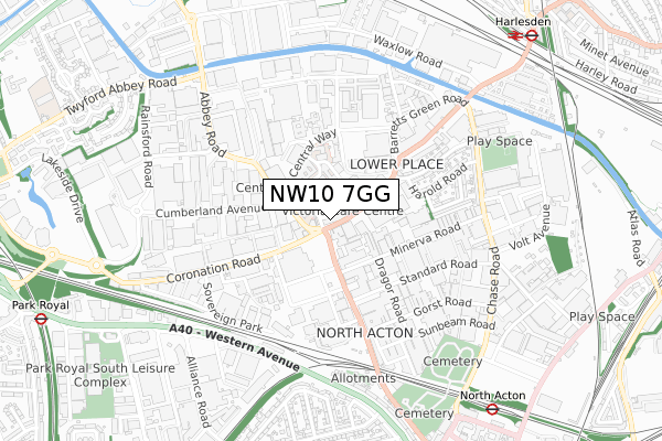 NW10 7GG map - small scale - OS Open Zoomstack (Ordnance Survey)