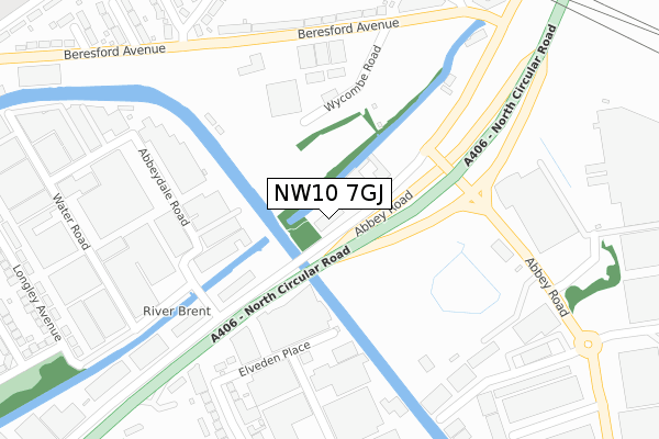 NW10 7GJ map - large scale - OS Open Zoomstack (Ordnance Survey)