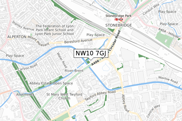 NW10 7GJ map - small scale - OS Open Zoomstack (Ordnance Survey)