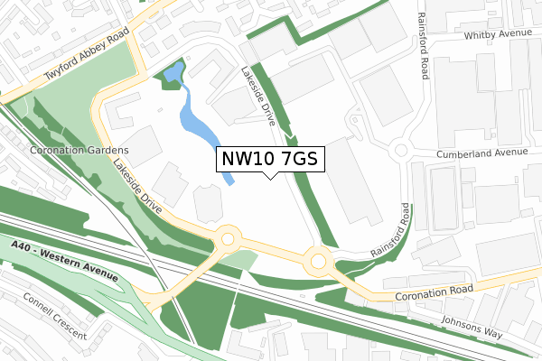 NW10 7GS map - large scale - OS Open Zoomstack (Ordnance Survey)