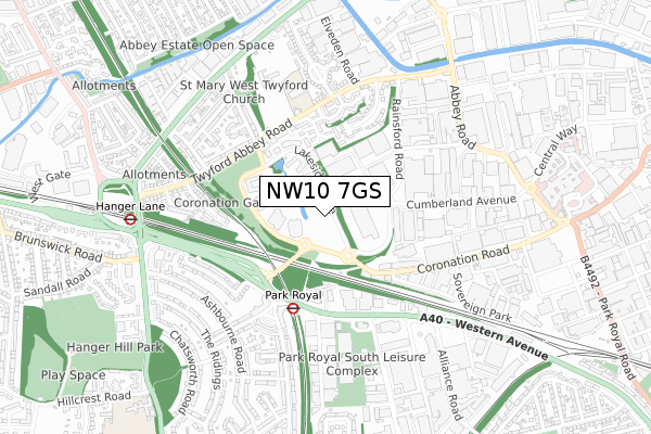 NW10 7GS map - small scale - OS Open Zoomstack (Ordnance Survey)