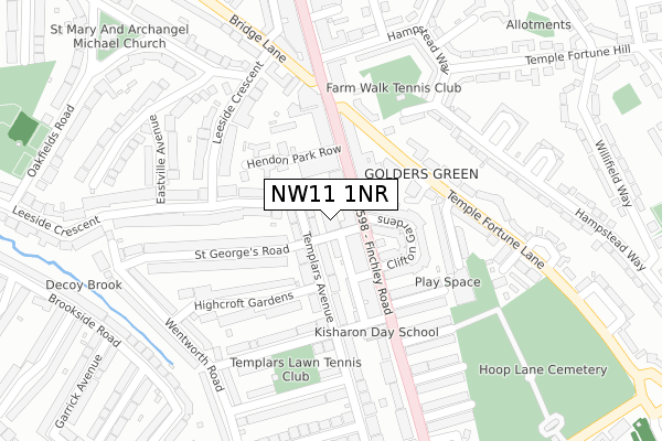 NW11 1NR map - large scale - OS Open Zoomstack (Ordnance Survey)