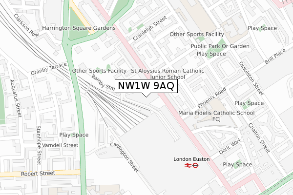 NW1W 9AQ map - large scale - OS Open Zoomstack (Ordnance Survey)