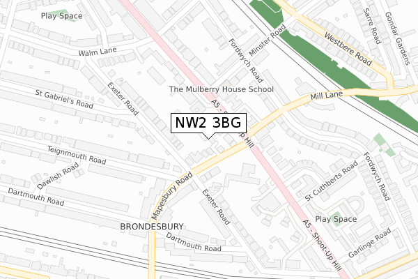 NW2 3BG map - large scale - OS Open Zoomstack (Ordnance Survey)