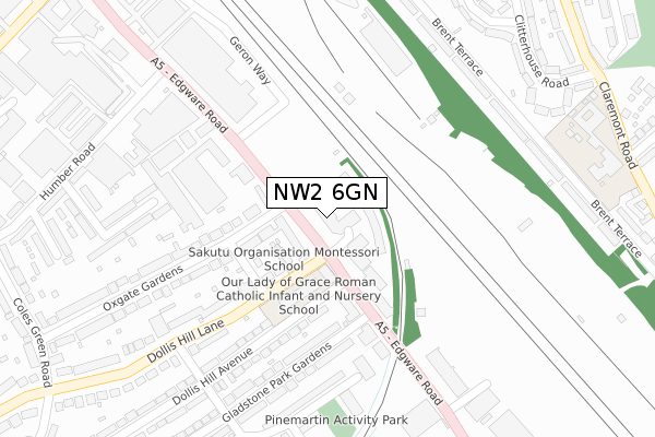 NW2 6GN map - large scale - OS Open Zoomstack (Ordnance Survey)