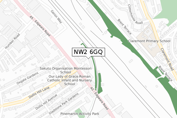NW2 6GQ map - large scale - OS Open Zoomstack (Ordnance Survey) NW2 6GQ map - large scale - OS Open Zoomstack (Ordnance Survey)