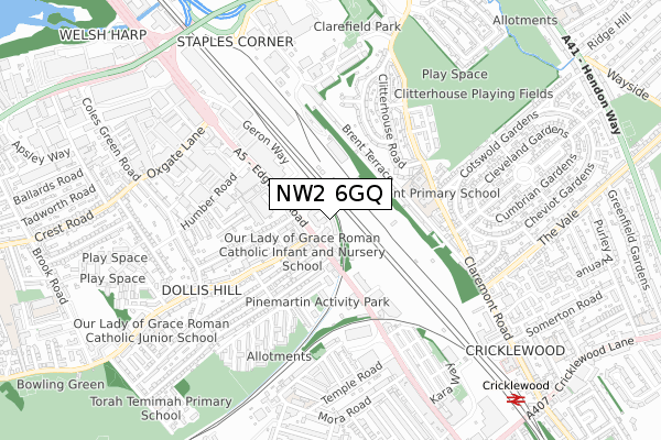 NW2 6GQ map - small scale - OS Open Zoomstack (Ordnance Survey) NW2 6GQ map - small scale - OS Open Zoomstack (Ordnance Survey)