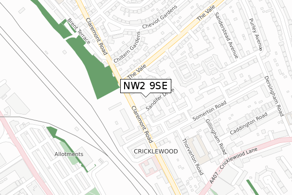 NW2 9SE map - large scale - OS Open Zoomstack (Ordnance Survey)