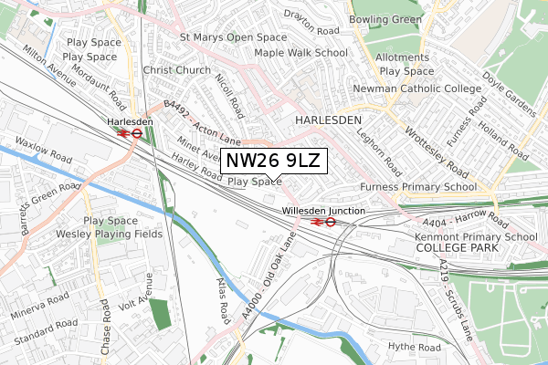 NW26 9LZ map - small scale - OS Open Zoomstack (Ordnance Survey)