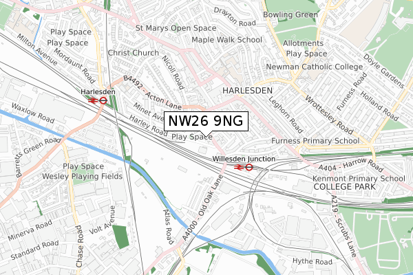 NW26 9NG map - small scale - OS Open Zoomstack (Ordnance Survey)