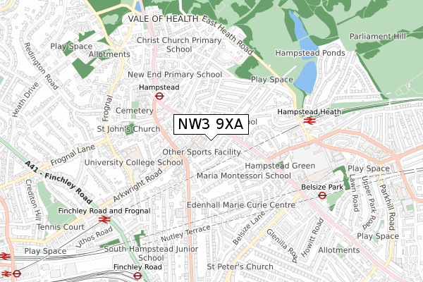 NW3 9XA map - small scale - OS Open Zoomstack (Ordnance Survey) NW3 9XA map - small scale - OS Open Zoomstack (Ordnance Survey)