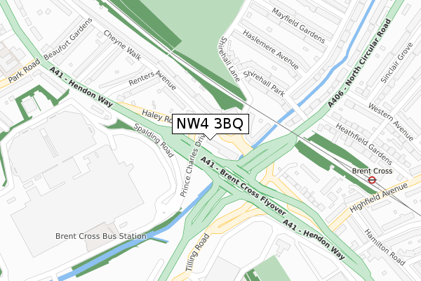 NW4 3BQ map - large scale - OS Open Zoomstack (Ordnance Survey)