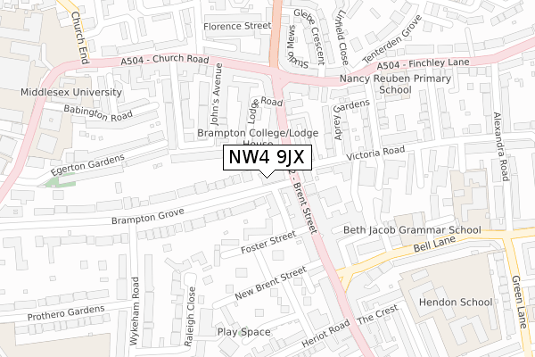 NW4 9JX map - large scale - OS Open Zoomstack (Ordnance Survey) NW4 9JX map - large scale - OS Open Zoomstack (Ordnance Survey)