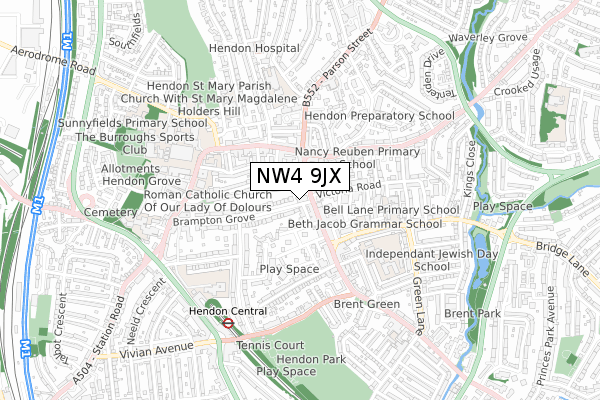 NW4 9JX map - small scale - OS Open Zoomstack (Ordnance Survey) NW4 9JX map - small scale - OS Open Zoomstack (Ordnance Survey)