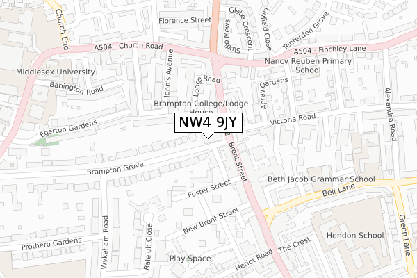NW4 9JY map - large scale - OS Open Zoomstack (Ordnance Survey)