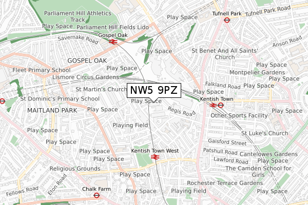 NW5 9PZ map - small scale - OS Open Zoomstack (Ordnance Survey) NW5 9PZ map - small scale - OS Open Zoomstack (Ordnance Survey)