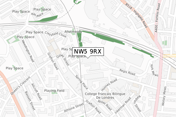 NW5 9RX map - large scale - OS Open Zoomstack (Ordnance Survey) NW5 9RX map - large scale - OS Open Zoomstack (Ordnance Survey)
