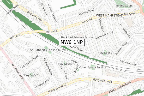 NW6 1NP map - large scale - OS Open Zoomstack (Ordnance Survey)