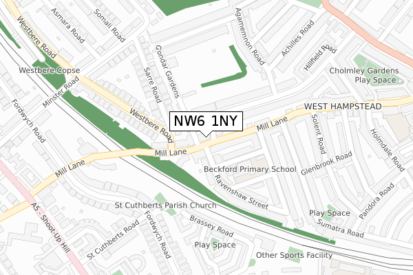 NW6 1NY map - large scale - OS Open Zoomstack (Ordnance Survey)