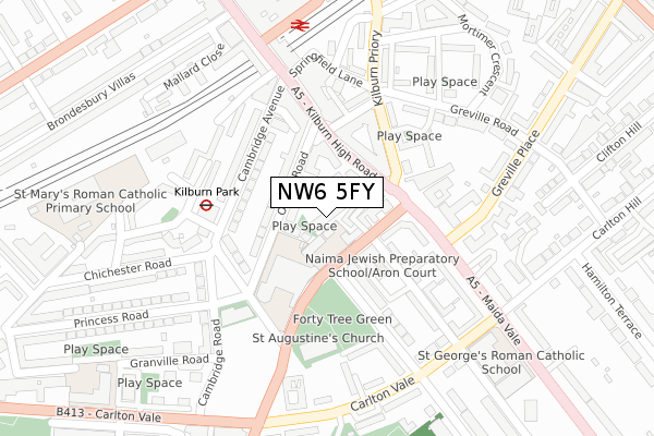 NW6 5FY map - large scale - OS Open Zoomstack (Ordnance Survey)