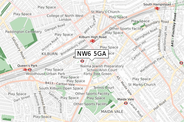 NW6 5GA map - small scale - OS Open Zoomstack (Ordnance Survey) NW6 5GA map - small scale - OS Open Zoomstack (Ordnance Survey)