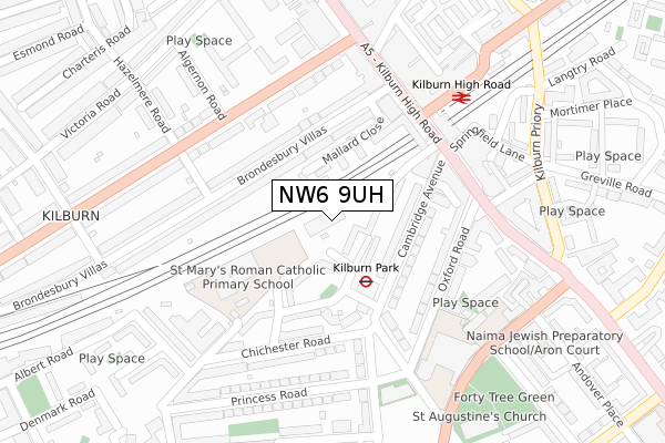 NW6 9UH map - large scale - OS Open Zoomstack (Ordnance Survey)