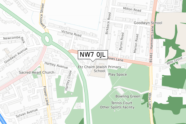 NW7 0JL map - large scale - OS Open Zoomstack (Ordnance Survey)