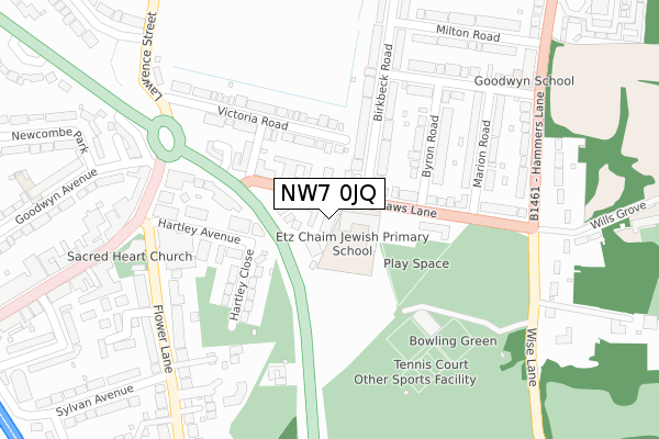 NW7 0JQ map - large scale - OS Open Zoomstack (Ordnance Survey)