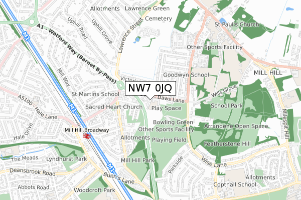 NW7 0JQ map - small scale - OS Open Zoomstack (Ordnance Survey) NW7 0JQ map - small scale - OS Open Zoomstack (Ordnance Survey)