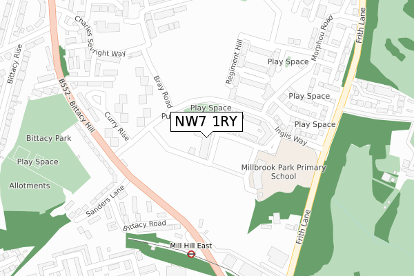 NW7 1RY map - large scale - OS Open Zoomstack (Ordnance Survey)