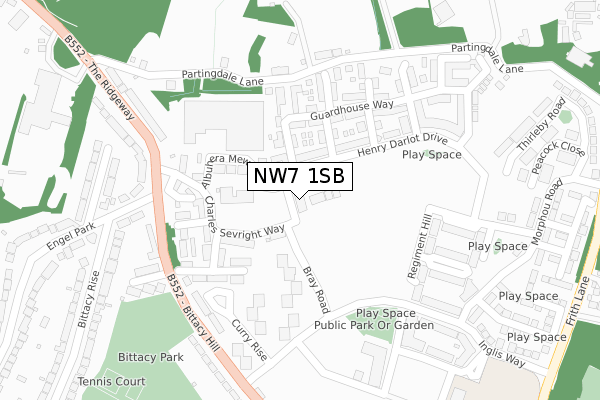 NW7 1SB map - large scale - OS Open Zoomstack (Ordnance Survey)