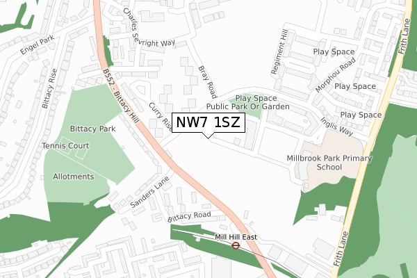 NW7 1SZ map - large scale - OS Open Zoomstack (Ordnance Survey)