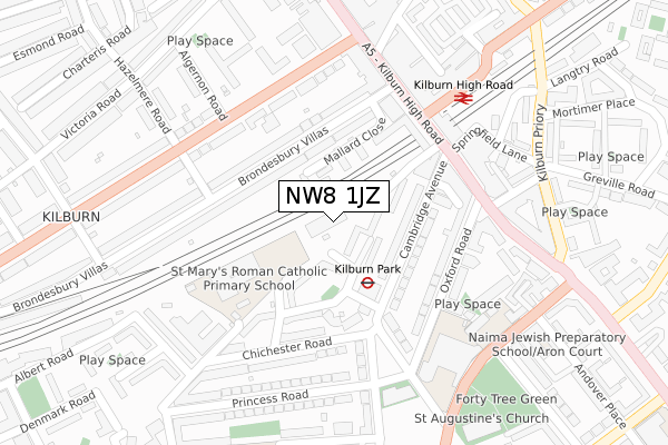 NW8 1JZ map - large scale - OS Open Zoomstack (Ordnance Survey)