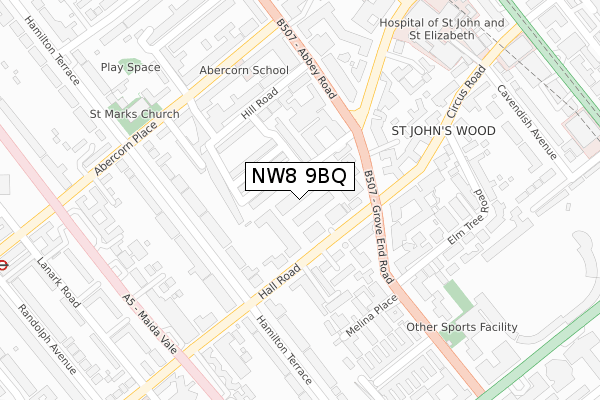 NW8 9BQ map - large scale - OS Open Zoomstack (Ordnance Survey)