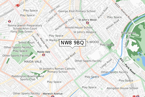 NW8 9BQ map - small scale - OS Open Zoomstack (Ordnance Survey)