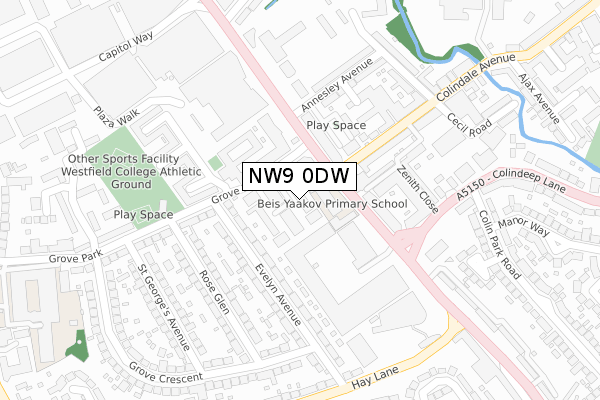 NW9 0DW map - large scale - OS Open Zoomstack (Ordnance Survey)