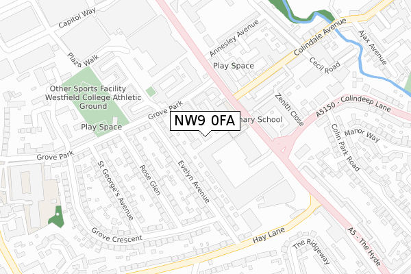 NW9 0FA map - large scale - OS Open Zoomstack (Ordnance Survey)