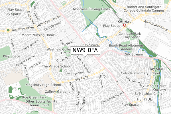 NW9 0FA map - small scale - OS Open Zoomstack (Ordnance Survey)