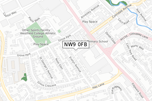 NW9 0FB map - large scale - OS Open Zoomstack (Ordnance Survey)