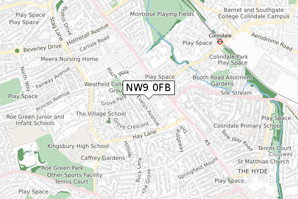 NW9 0FB map - small scale - OS Open Zoomstack (Ordnance Survey)